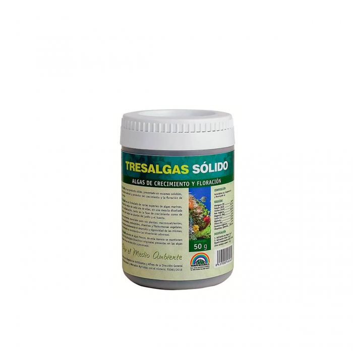 Tresalgas Sólido para cultivo de Trabe, envase de 50 gramos.