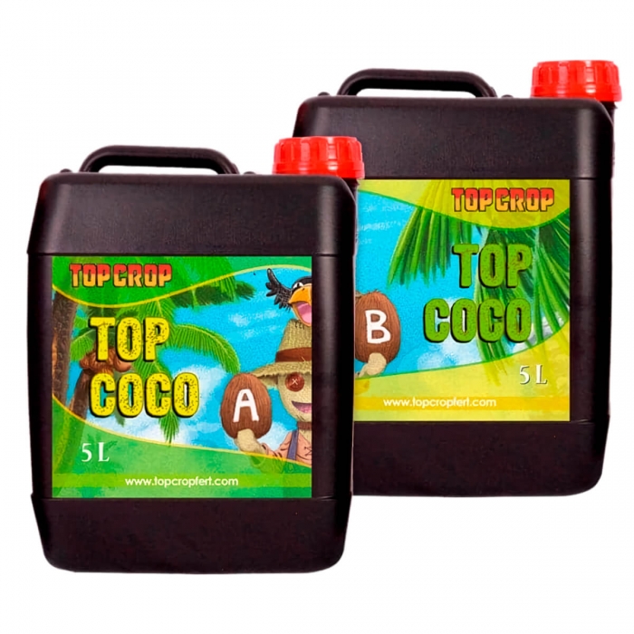 Top Coco A+B fertilizante completo, envase de 5L.