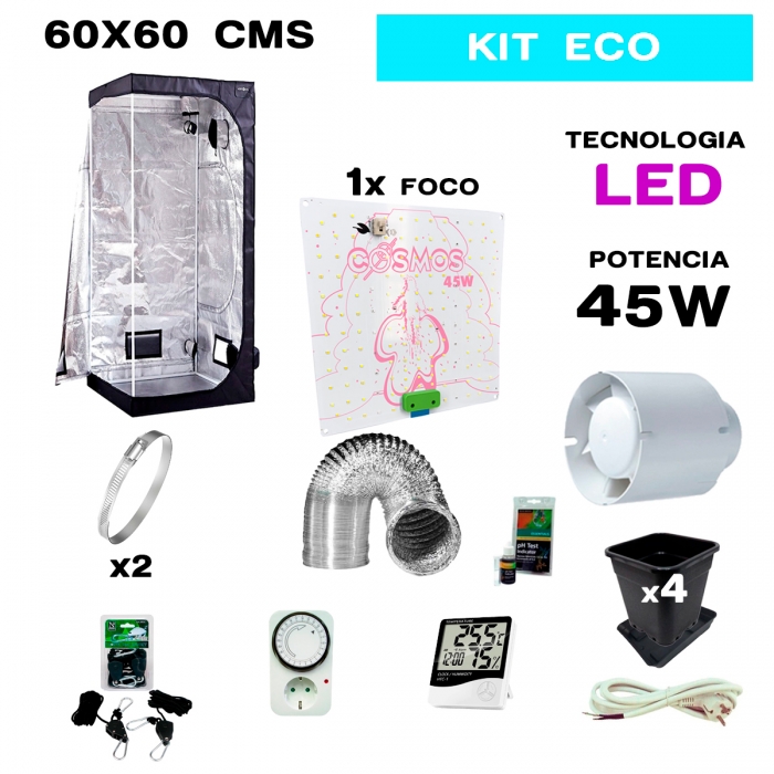 KIT ARMARIO CULTIBOX 60X60 ECONOMICO led 45w para cultivo