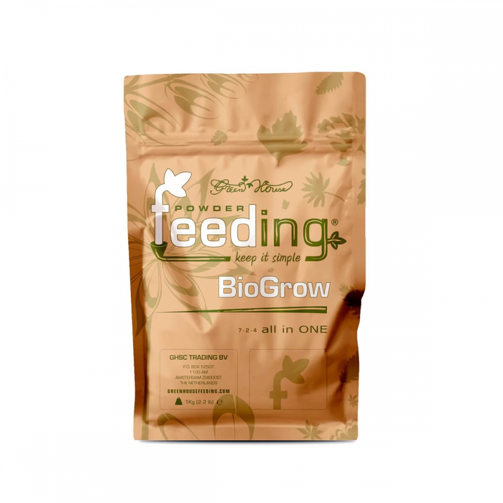 Abono feeding Biogrow de 1Kg de la marca Greenhouse.