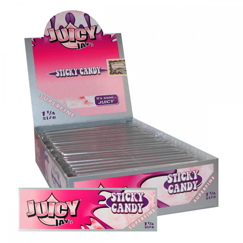 Papel Juicy 1 1/4 diferentes aroma Sticky candy, caja.