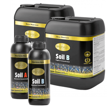 Soil A&B de Gold Label. Abono de crecimiento para marihuana, diferentes formatos.