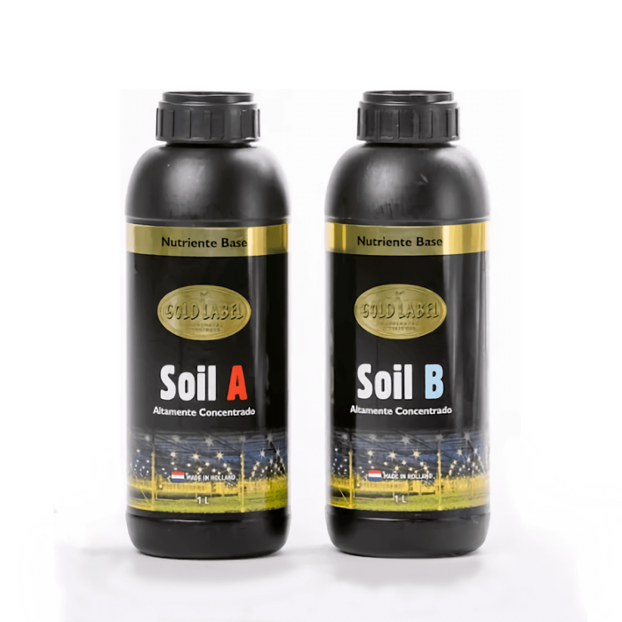 Soil A&B de Gold Label. Abono de crecimiento para marihuana, envase de 1L.