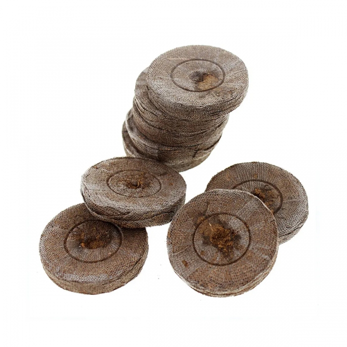 Germinador Jiffy de turba prensada. Disponibles en medidas de 24, 33 y 44mm