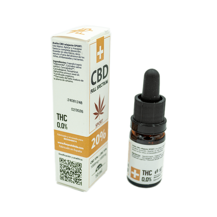 Aceite CBD-CBG Full Spectrum Sport 20%, especificaciones.