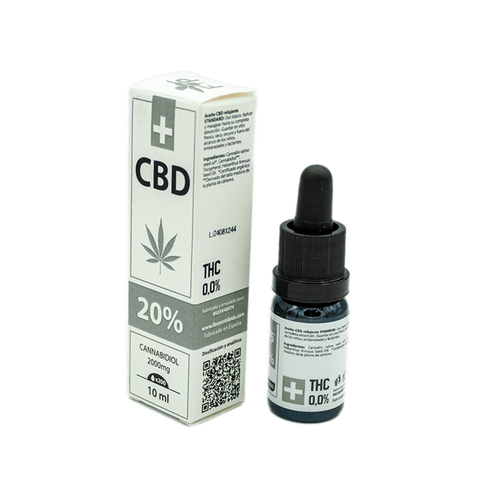 Aceite de CBD Standart aislado de la marca FP. Concentración de CBD del 20%. Especificaciones.