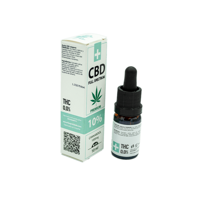 Aceite CBD Purificado Full Spectrum Premium 10%, especificaciones.