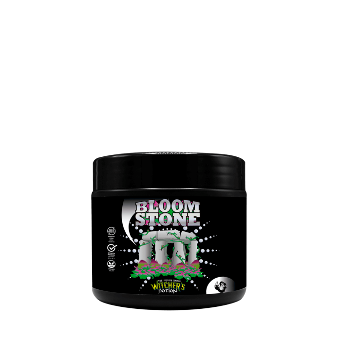 Potenciador de floración Bloom Stone The Witchers Potion de Cannaboom, envase de 500g.