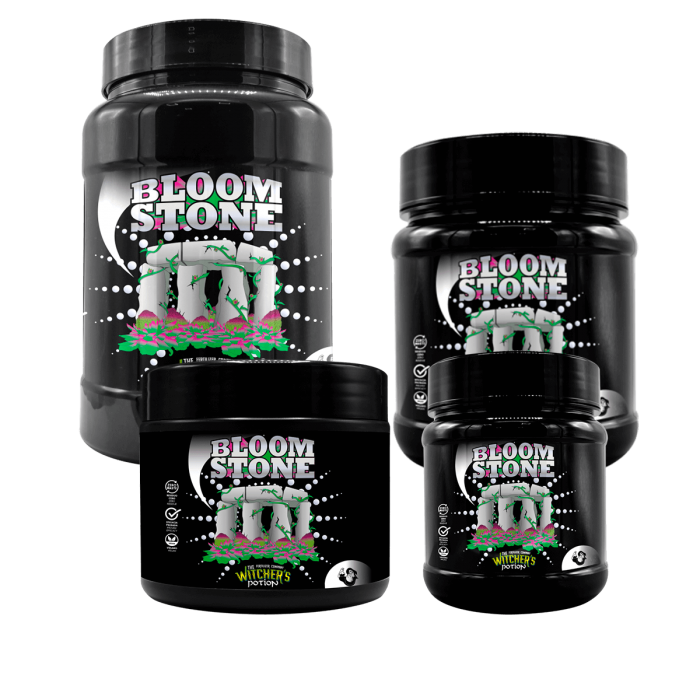 Potenciador de floración Bloom Stone The Witchers Potion de Cannaboom, formatos.