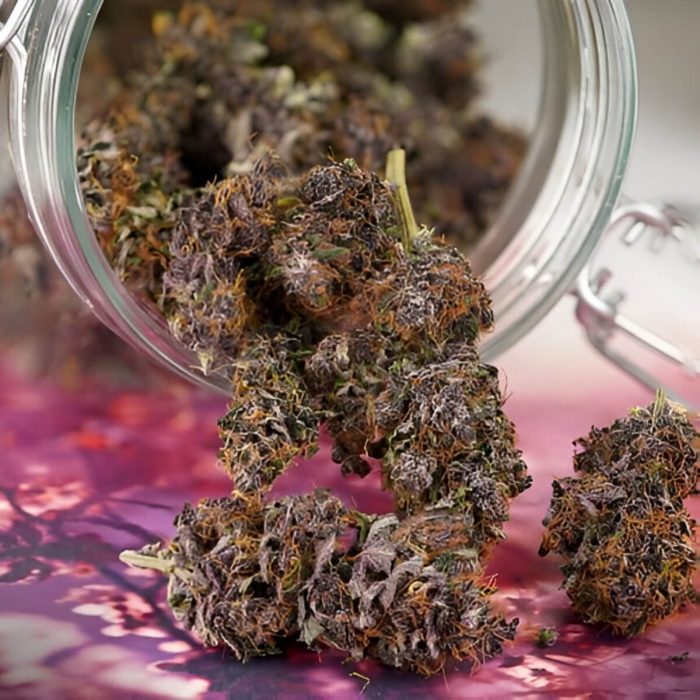 Semillas de marihuana feminizadas autoflorecientes Auto Forbidden Cherry de Dutch Passion Seeds, cogollos secos.