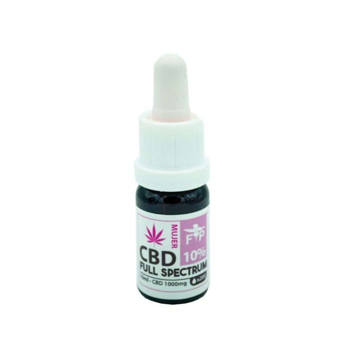 Aceite de CBD purificado Full Spectrum especial para mujer. Concentración del 10% CBD en envase de 10ml