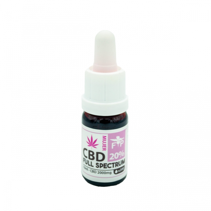 Aceite de CBD purificado Full Spectrum especial para mujer. Concentración del 20% CBD en envase de 10ml