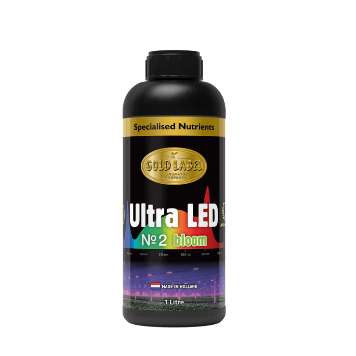 Fertilizante de floración Ultra LED Nº2 de Gold Label, envase de 1L.