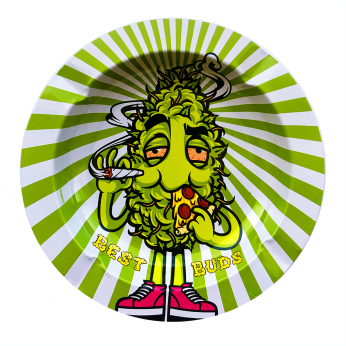 Cenicero Cogollo Fumao comiendo pizza.