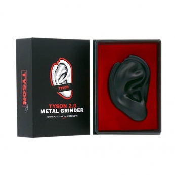 Grinder metálico Mike Tyson 2.0 de 2 partes para picar marihuana, caja.