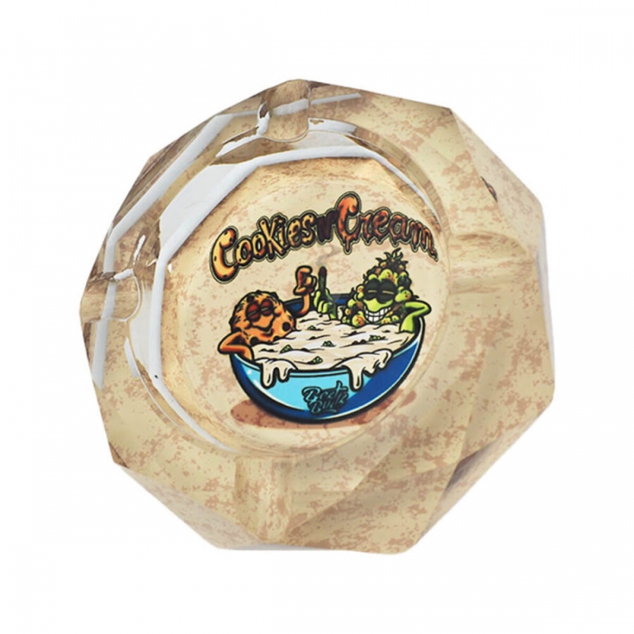 Cenicero cristal Girl Cookies & Cream de 15x15x5 cm, perspectiva.