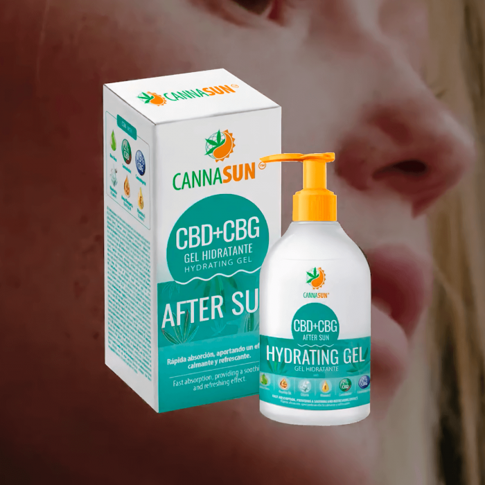 Crema After Sun en gel con CBD y CBG Cannasun de Plant Of Life, bote de 250ml para la piel.