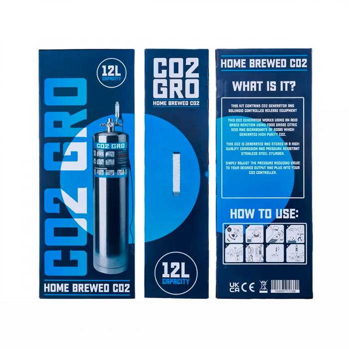 Sistema de Co2 DIY Generation 12L de la marca CO2 Gro, caja.