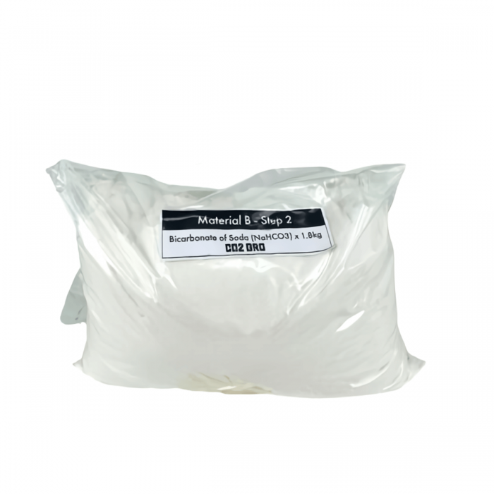 Componentes del kit de recarga CO2 Gro., Paso 1 Bicarbonato de Sodio.