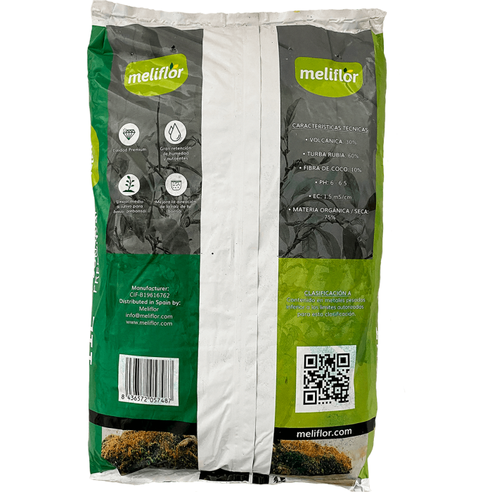 Sustrato para plantas bonsai de 11L Meliflor, características.