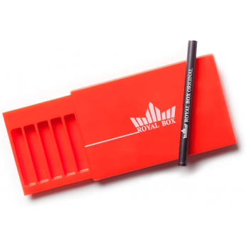 Caja esnifadora Royal Box Roja, con 8 compartimentos y turulo.