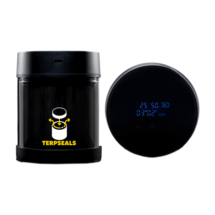 Bote de Cristal Terpseals de 600ml con tapa digital de control, para preservar terpenos.