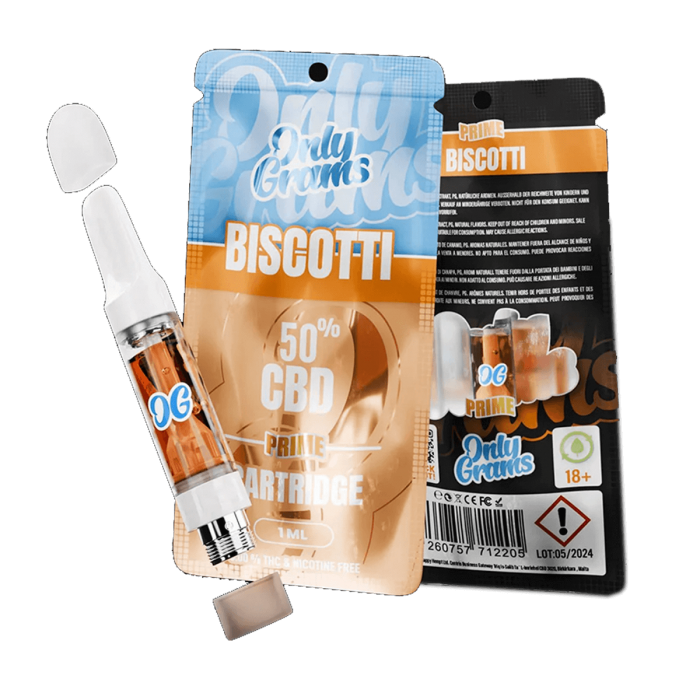 Cartuchos CBD para vape al 50% aroma Biscotti.