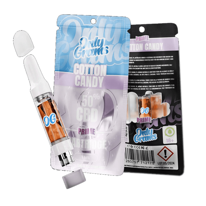 Cartuchos CBD para vape al 50% aroma Cotton Candy.