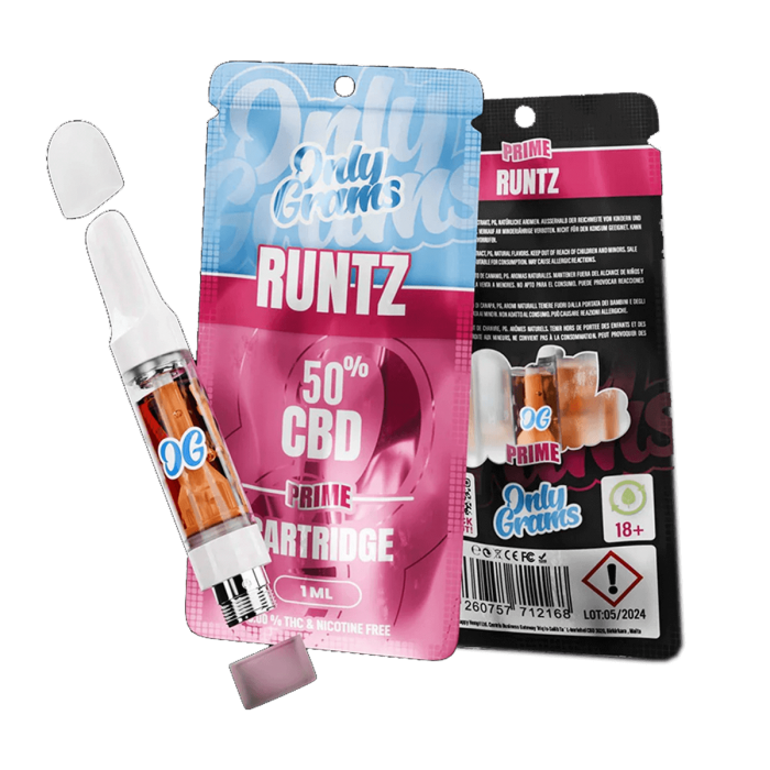 Cartuchos CBD para vape al 50% aroma Runtz.