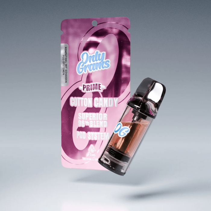 POD Superior 96% 2ML (Onlygrams). Vaper con cannabinoides legales Cotton Candy.