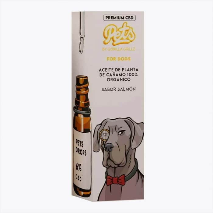 Aceite CBD para Perro al 6% y sabor a salmón de la marca Gorilla Grillz