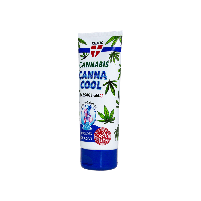 Gel de masaje efecto frío Cannacool de 200ml Palacio, envase.