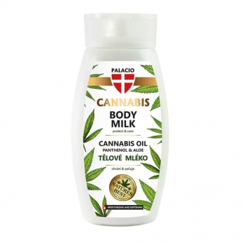 Leche corporal con aceite de cáñamo  Palacio, envase de 250 ml.
