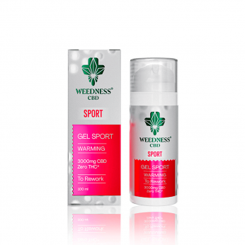Gel CBD Sport con efecto calor y 3000mg de cannabidiol de la marca Weedness CBD.