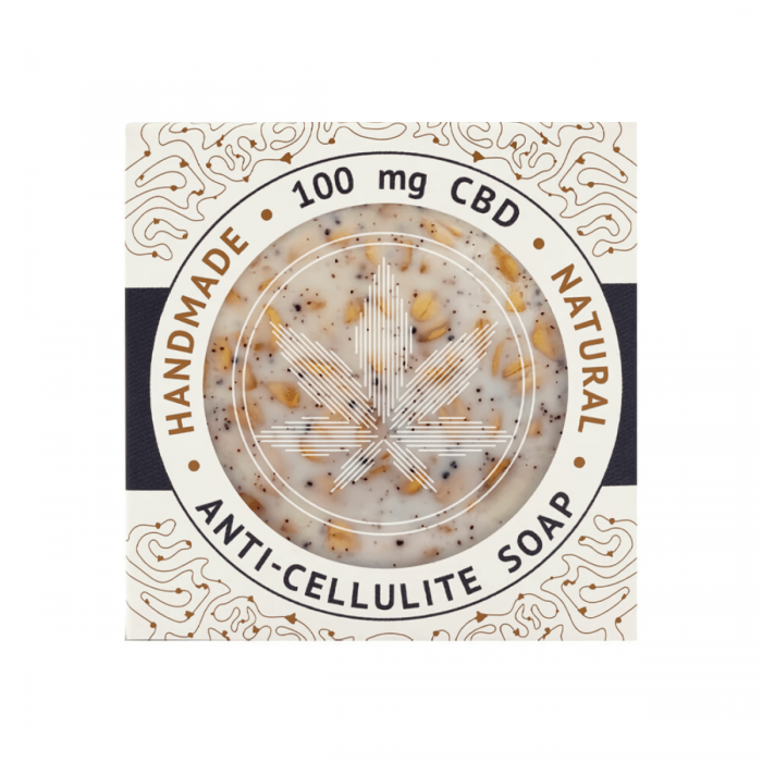 Jabón Artesanal con CBD de Cannaline Anti-celulitis 100mg, caja.