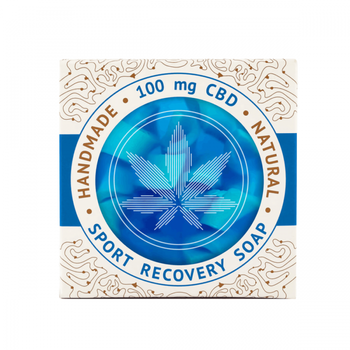Jabón CBD Artesanal Sport Recovery de 100mg de la marca Cannaline, caja.