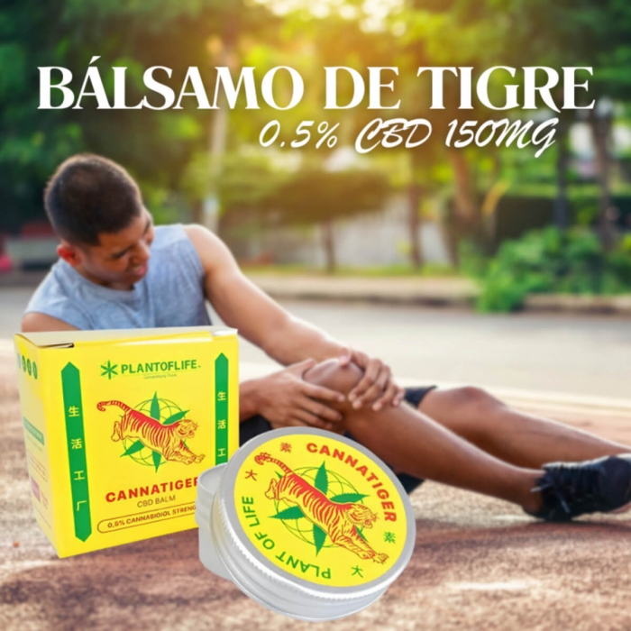 Bálsamo CBD Cannatiger con 150mg al 0,5% en envase de 30ml, para el dolor.