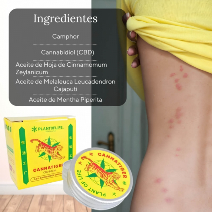 Bálsamo CBD Cannatiger con 150mg al 0,5% en envase de 30ml, ingredientes.