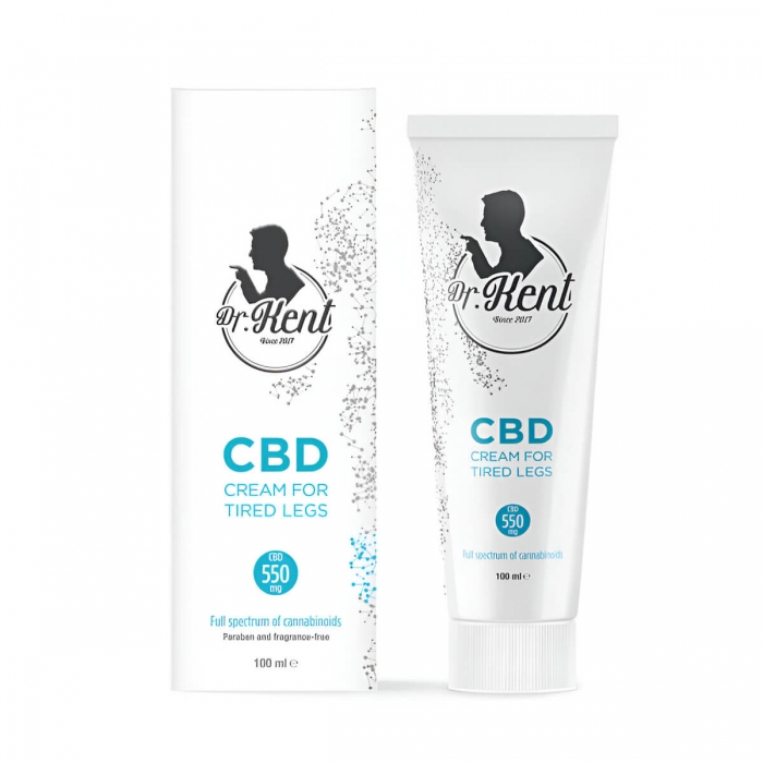 Crema CBD de Dr. Kent para piernas cansadas 1100mg 100ml.