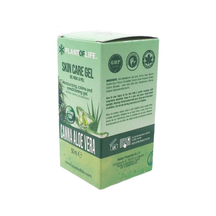 Gel CBD para la piel con Cannabis y Aloe Vera 250mg 50ml de Plant Of Life. Ingredientes.