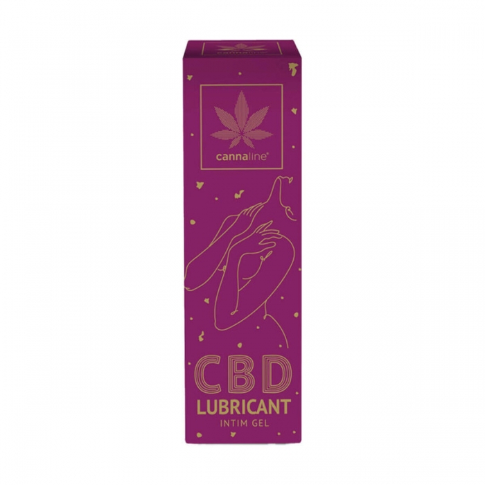 Gel lubricante para zonas intimas de Cannaline con 250mg de CBD y 50ml, caja.