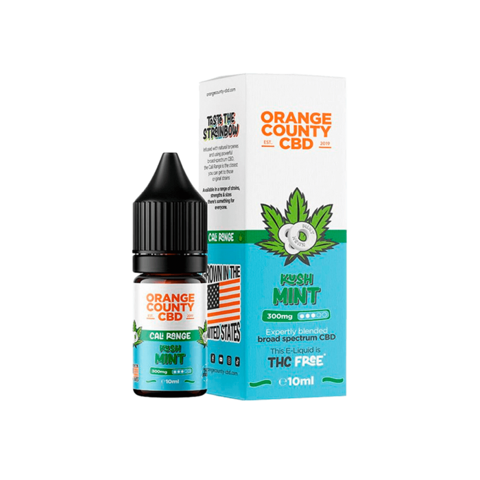 E-Liquid CBD Cali de Orange County CBD 200mg y 10 ml, aroma Kush Mint.