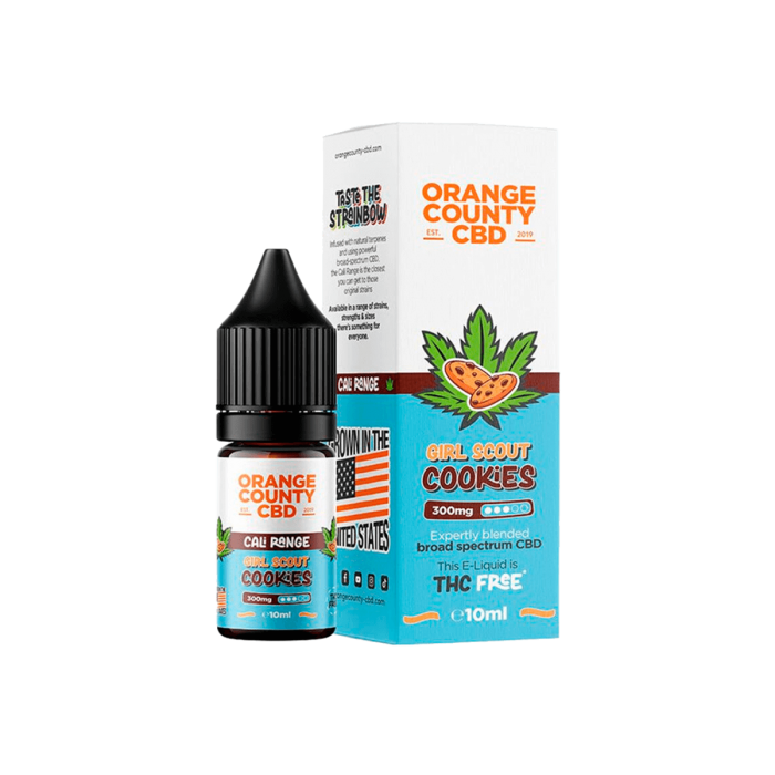 E-Liquid CBD Cali de Orange County CBD 200mg y 10 ml, aroma Girl Scout Cookies.