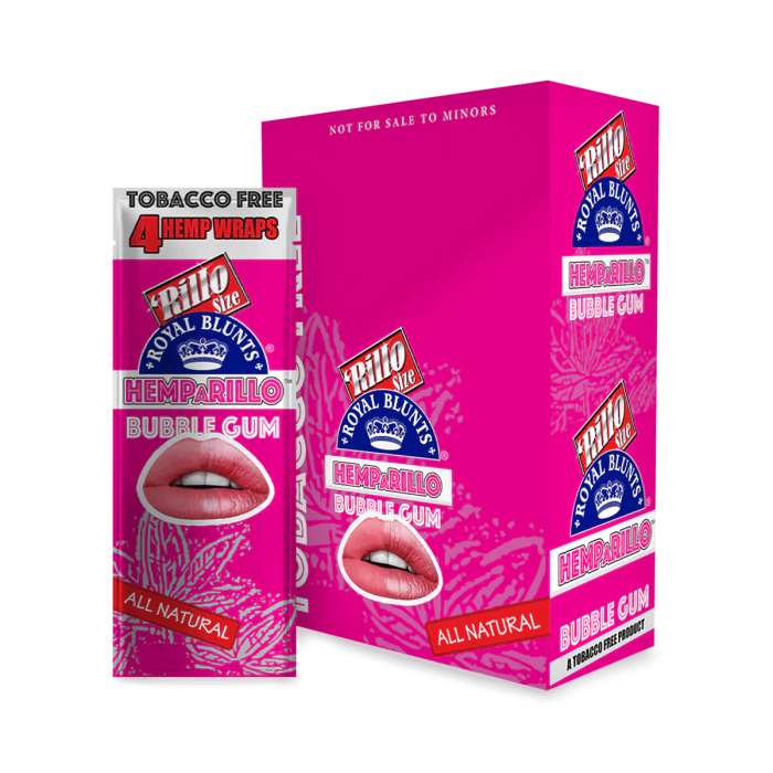 Blunt Hemparillo - Papel de cáñamo natural de sabor. Chicle, caja.