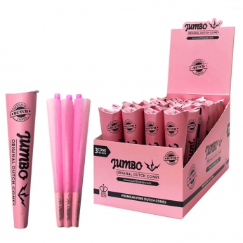 Conos King Size de la marca Jumbo, papel preliado de color rosa, 3u por pack.