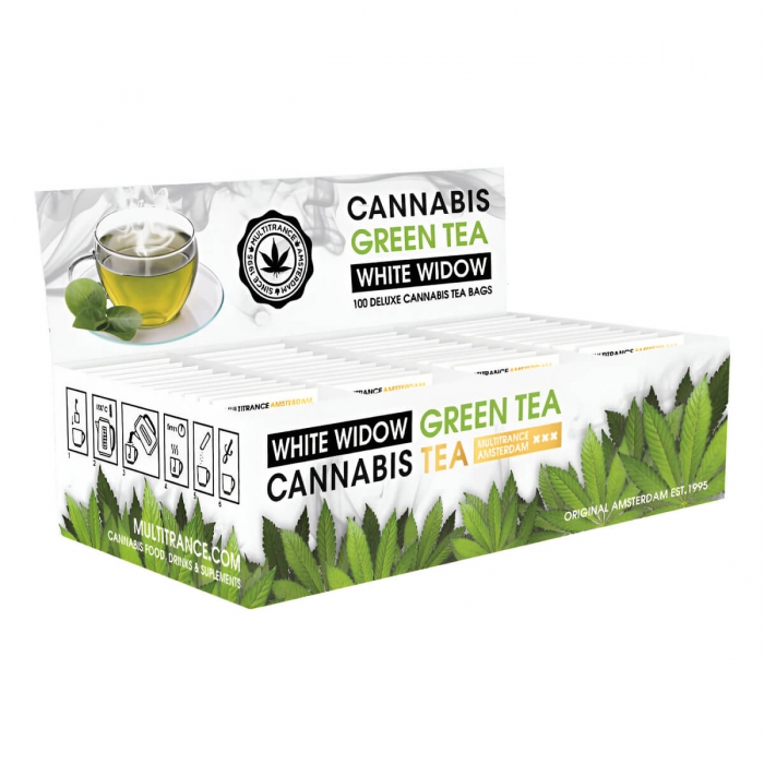 Té de cannabis White Widow en sobres de 1 unidad.