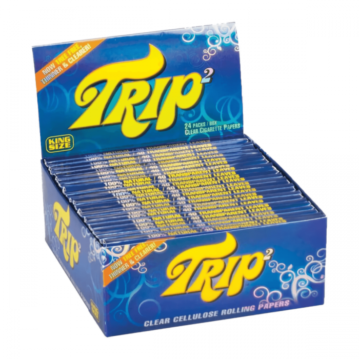 Papel de liar transparente Trip King Size Slim, caja.