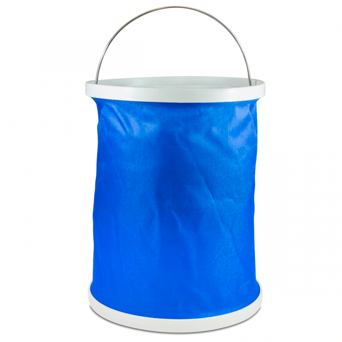 Cubo multiusos Cubiflex, plegable e impermeable, abierto.
