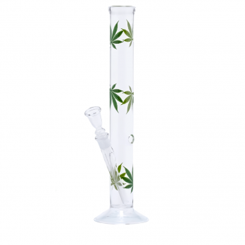 Bong de cristal con hojas verdes para fumar de 40cm