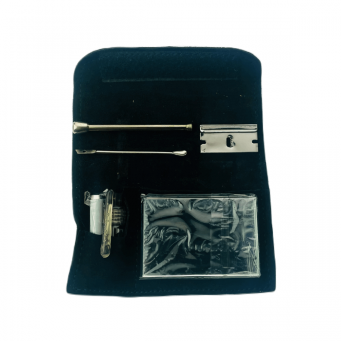 Kit esnifador negro con 6 utensilios para vicio.